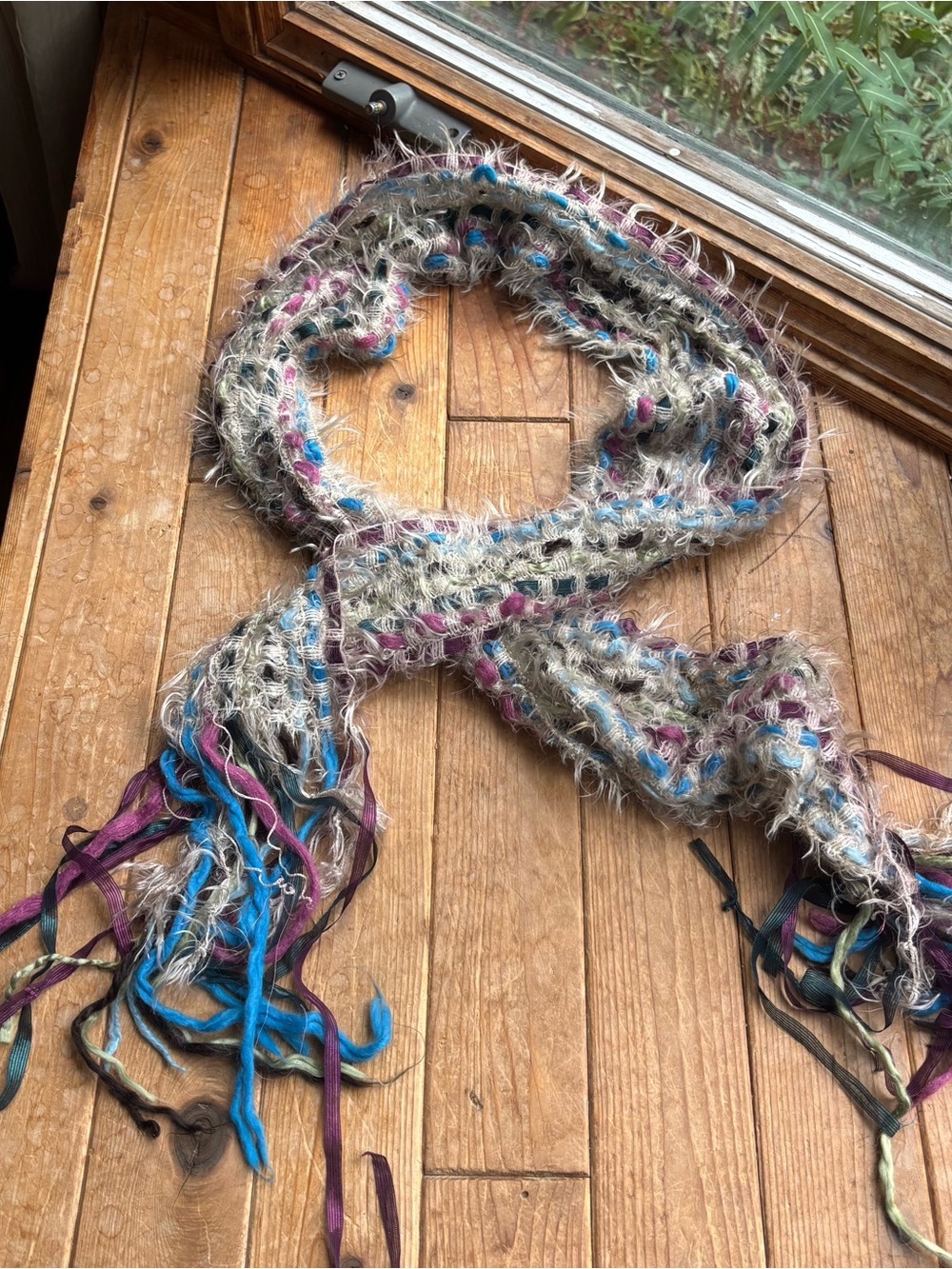 Multi-Color Fringe Knit Scarf